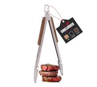 Dropkick Your Old Tongs, GRILLHOGS 16-Inch Barbecue Tongs are The Only Equipment That Can Handle Your Massive Meat, Stainless Steel + Walnut Wood BBQ Tongs, Premium Grill Tongs