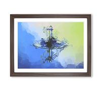 Droplet Of Water In Abstract Modern Art Framed Print | A3 Walnut Framed Wall Art | Ready to Hang | Abstract Fantasy Picture | Living Room Bedroom Lounge Office