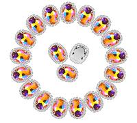 Dropower Sew on Rhinestones 30Pcs Oval Flatback Crystal Rhinestone Buttons with Diamond Metal Setting Sewing Glass Gems Rhinestone for Crafts,Clothes,DIY Jewelry Making 14 * 19MM (Gold AB)