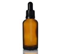 Dropper bottle with pipette 50ml - Glass/Amber (x12) - Suitable for Medical/Aromatherapy