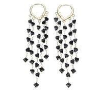 Drops Earrings with Fringe and Crystals Slimming Alloy Texture for Various Event Comfortable Sparkling Design Long Earrings