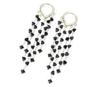 Drops Earrings with Fringe and Crystals Slimming Alloy Texture for Various Event Comfortable Sparkling Design Slimming Earrings