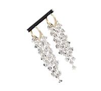 Drops Earrings with Fringe and Crystals Slimming Alloy Texture for Various Event Comfortable Sparkling Design Drops Earrings