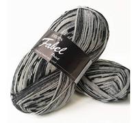 DROPS Wool - Knitting Fabel Superwash Merino - 4 Ply Fingering Sock Crochet Yarn - 905 LONG PRINT Salt and Pepper