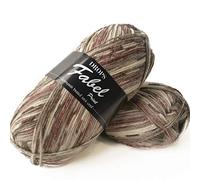 DROPS Wool - Knitting Fabel Superwash Merino - 4 Ply Fingering Sock Crochet Yarn - 912 Print Soft Chocolate