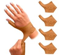 Dropsky Thumb Brace 4 Pack - Waterproof Thumb Splint with Gel Pad for Carpal Tunnel, Arthritis & Trigger Finger Relief - Adjustable Compression Wrist Stabilizer for Left & Right Hand - Nude