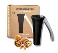 Drosselmeyer Nutcracker - Heavy Duty Swedish Nut Cracker for Walnuts, Pecans, Brazil Nuts & All Nuts - Ergonomic Metal Walnut Cracker Tool, No Mess, Dishwasher Safe - Award-Winning Design (Black)