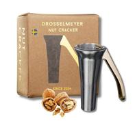 Drosselmeyer Nutcracker - Heavy Duty Swedish Nut Cracker for Walnuts, Pecans, Brazil Nuts & All Nuts - Ergonomic Metal Walnut Cracker Tool, No Mess, Dishwasher Safe - Award-Winning Design (Zinc Gold)