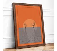 Drought Under the Sun Modern Framed Wall Art Print A2 (59.4×42cm) Walnut, Wall Decor for Living Room, Bedroom, Office & Home, Ready to Hang, Art Gift