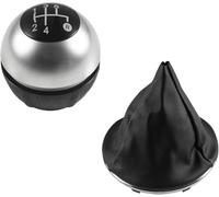Drovian Shift Knob Replacement for Fiat 500 500C 2007-2018 Gear Shift Knob Gaiter Boot Cover Case(2pcs Silver 5 Speed)