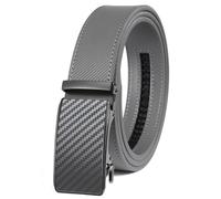 Drowsmen Belt men,leather ratchet belt 1 3/8" with Comfort Click Sliding Automatic Buckle, Adjustable belt Trim to Fit, Carbon Fiber Gray/Grey Belts, 36"-42" Waist Adjustable