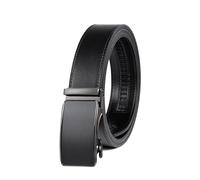 Drowsmen Leather ratchet belt 1 3/8" with Click Sliding Automatic Buckle, Adjustable belt Trim to Fit, Black Buckle Black Belt, 36"-42" Waist