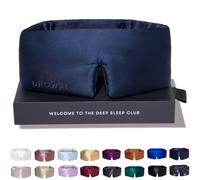 DROWSY Midnight Blue Silk Sleep Mask. Face-Hugging, Padded Silk Cocoon for Deep Sleep Therapy in Total Darkness.