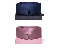 DROWSY Silk Sleep Mask Set - Face-Hugging, Padded Silk Cocoon for Luxury Sleep in Total Darkness - Eye Masks for Sleeping & Travel, 100% Pure Mulberry Silk, Adjustable - Blue & Rose (Set of 2)