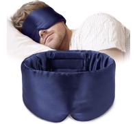 Drowsy Sleep Mask, Eye Mask for Sleeping, Blackout Eyes Masks for Sleeping, Silk Eye Mask for Men and Women, Face-Hugging for Adjustable Strap, Lightweight Design, Large in Size (Midnight Blue)