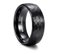 Drperfect Tungsten Wedding Rings for Men Women 8MM Mens Wedding Band Ring Black/Gold/Silver Hammered Groove Matte Brushed Finish Mens Promise Engagement Rings Comfort Fit Size 6-14, 14, Tungsten, No