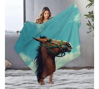 DRPZ Baby Blanket A Brown Horse With A Green Halter Against A Blue Sky Flannel Blanket Thick Blanket Soft Blanket(150x200cm)