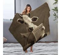 DRPZ Bag A Cow Reading A Newspaper Flannel Blanket Bluey Blanket Easter Throw Blanket(150x200cm)
