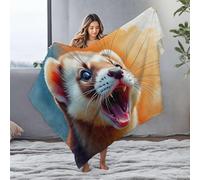 DRPZ Bag A Ferret With An Open Mouth Showing Its Teeth Flannel Blanket Big Blanket Big Blanket(127x100cm)
