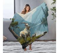 DRPZ Bag A Goat And Its Kid Stand By A Serene Lake Surrounded By Mountains Flannel Blanket Big Blanket Big Blanket(127x100cm)