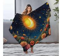 DRPZ Bag A Vibrant Garden Under A Starry Sky With A Crescent Sun Flannel Blanket Big Blanket Big Blanket(150x200cm)