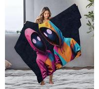 DRPZ Bag Two Hooded Figures In Vibrant Multicolored Jackets With Glowing Eyes Flannel Blanket Big Blanket Big Blanket(125x150cm)