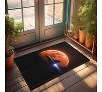 DRPZ Bar Accessories For Man Cave Rocket Launching Against A Red Moon Backdrop Doormat Outdoor Door Mat Large Large Welcome Mats Outdoor(65X90CM)