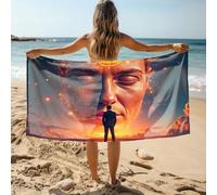 DRPZ Bath Towels A Man Stands Before A Giant Face With A Glowing Aura Bath Towel Bathroom Hand Towels 0