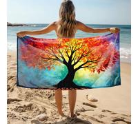 DRPZ Bath Towels A Vibrant Tree With Colorful Leaves Against A Gradient Sky Bath Towel Bathroom Hand Towels 0