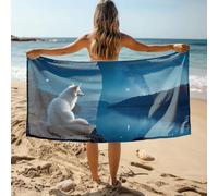 DRPZ Bath Towels A White Fox Gazes At A Starry Night Sky Over A Serene Lake Bath Towel Bathroom Hand Towels 0