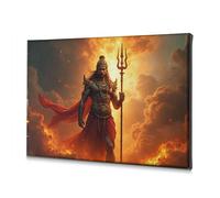 DRPZ Bathroom Decorations A Warrior With A Trident Stands Amidst Fiery Clouds Canvas Decorative Picture Baptism Decorations The Chosen(20x30cm)
