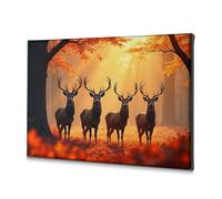 DRPZ Bathroom Decorations Four Deer Stand In An Autumn Forest Canvas Decorative Picture Baptism Decorations The Chosen(30x40cm)