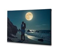 DRPZ Bathroom Decorations Lovers Under The Full Moon On The Beach Canvas Decorative Picture Baptism Decorations The Chosen(40x60cm)