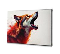 DRPZ Bathroom Decorations Roaring Wolf With Fiery Ears Canvas Decorative Picture Baptism Decorations The Chosen(40x60cm)