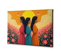DRPZ Bathroom Decorations Three Women In Colorful Dresses Standing In A Flower Field Canvas Decorative Picture Baptism Decorations The Chosen(40x60cm)