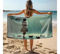 DRPZ Bathroom Essentials A Woman Stands In The Rain With An Umbrella, Surrounded By Paper Boats Bath Towel Towel Clips For Beach Chairs Towels For Bathroom
