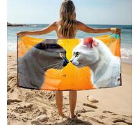 DRPZ Bathroom Towels Set Two Cats Facing Each Other On An Orange Background Bath Towel Towel Bathroom Towels Set