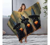 DRPZ Bed Blankets Three Black Cats Dressed As Witches Hold Pumpkins Flannel Blanket Large Throw Blanket Puppy Blanket(127x100cm)