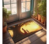DRPZ Bedroom Door Decorations A Mother And Child Stand Under A Large Tree At Sunset Doormat Decor For Man Cave The Room Decorations(40X60CM)