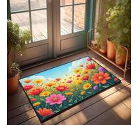 DRPZ Bedroom Door Decorations A Vibrant Field Of Colorful Flowers Under A Bright Blue Sky Doormat Decor For Man Cave The Room Decorations(40X60CM)