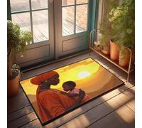DRPZ Bedroom Door Decorations A Woman Holds Her Child As They Gaze At The Sunset Doormat Decor For Man Cave The Room Decorations(65X90CM)