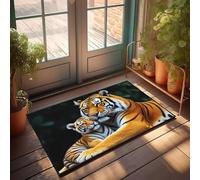 DRPZ Bedroom Door Decorations Tiger Mother And Cub Resting Together Doormat Decor For Man Cave The Room Decorations(40X60CM)
