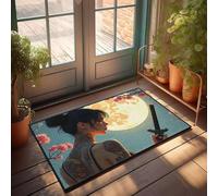 DRPZ Bedroom Door Decorations Woman With Tattoos Holding A Sword Under A Full Moon Doormat Decor For Man Cave The Room Decorations(40X60CM)