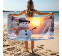 DRPZ Black Towels A Cheerful Snowman Stands In The Snow Bath Towel Bath Towel Beach Towels Oversized