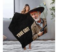 DRPZ Blankets Queen Size A Man In A Hat Holding A Gun With True Grit Written On It Flannel Blanket Thick Blanket Small Blanket(127x100cm)