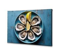 DRPZ Christian Easter Decor Fresh Oysters On The Half Shell With Lemon Wedges Canvas Decorative Picture Shabby Chic Decor Coastal Wall Art(30x40cm)
