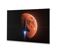 DRPZ Christian Easter Decor Rocket Launching Against A Red Moon Backdrop Canvas Decorative Picture Shabby Chic Decor Coastal Wall Art(40x60cm)