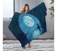 DRPZ Comfy Blanket A Child Sits On A Raft Gazing At A Large Full Moon Through An Archway Flannel Blanket Bag Baby Blanket(125x150cm)