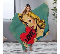 DRPZ Comfy Blanket A Woman Holding A Heart-Shaped Sign With The Word Love On It Flannel Blanket Bag Baby Blanket(125x150cm)