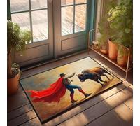 DRPZ Cool Door Mat A Matador In Traditional Attire Faces An Aggressive Bull During A Dramatic Bullfight Doormat Room Accessories For Men Indoor Door Mats For Entr(65X90CM)